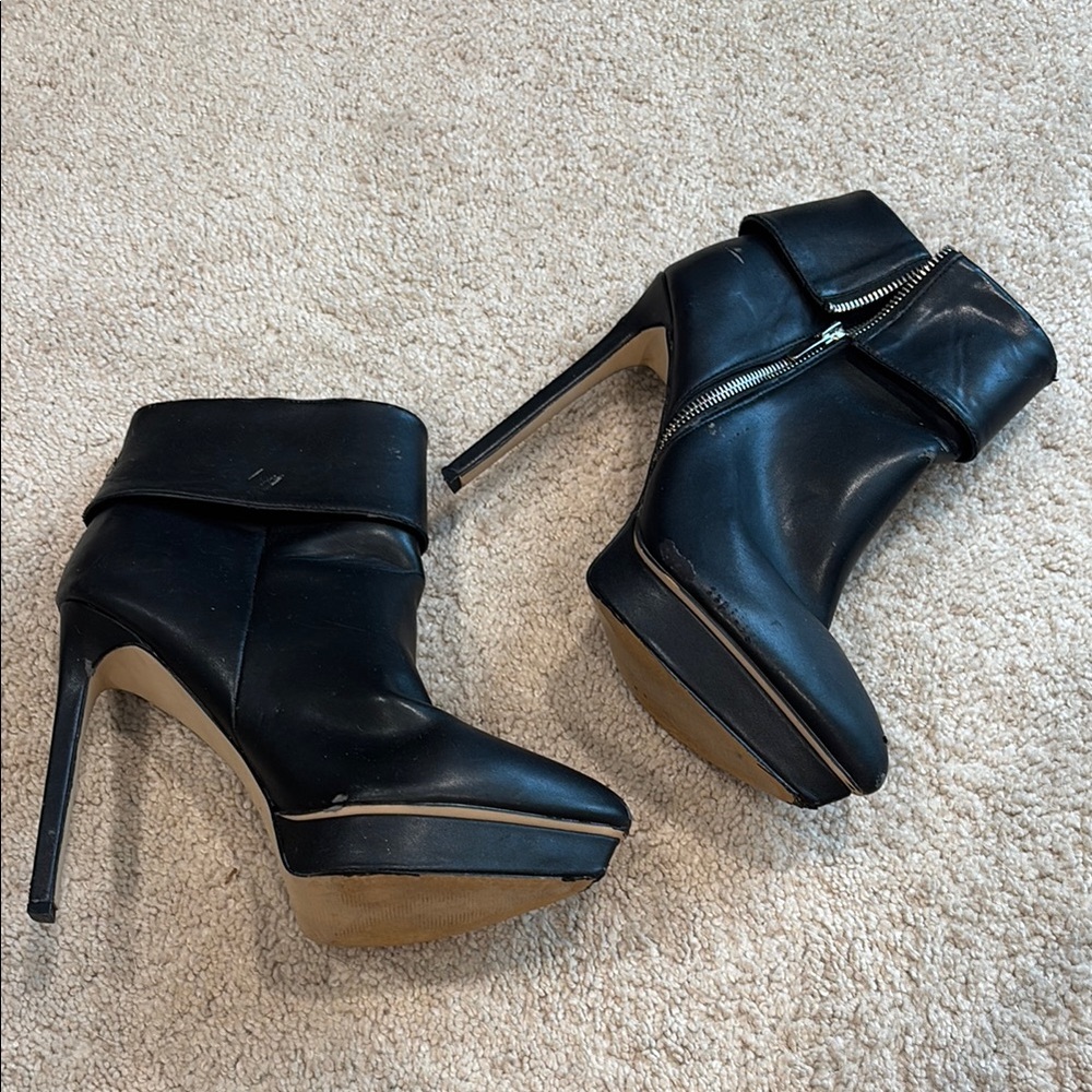 Black zipper booties